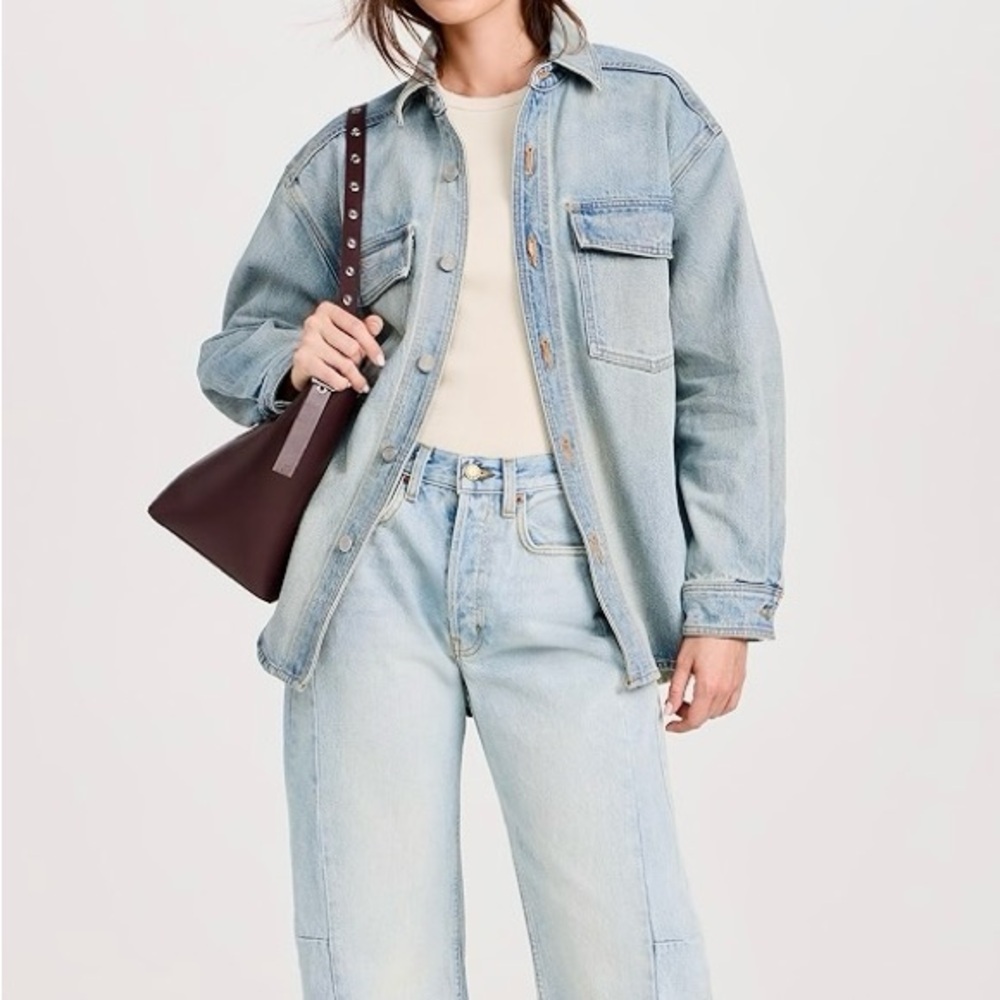TNR JEANS Denim Shacket Light Blue Jean Jacket Button Down Shirt